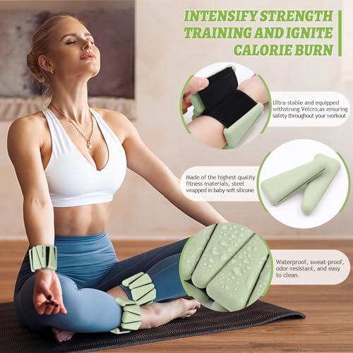 Wrist Ankle Weights Set of 2(1 lb/2 lbs Each) Adjustable Weights Training Intensity for Strength Training Walking Running Yoga Pilates Jogging for Women Men