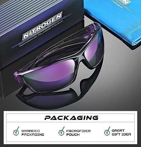Nitrogen Polarized Wrap Around Sport Sunglasses for Men Women UV400 Protection Sun Glasses