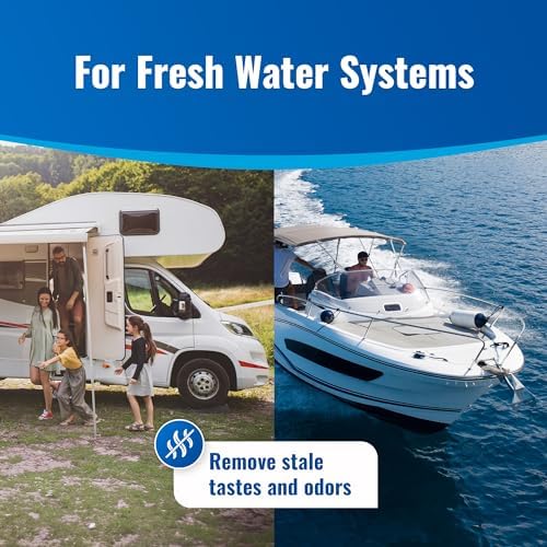 Aquatabs Water Purification Tablets for Drinking - 100 Tablets + 2 Chlorine Test Strips - Water Purifier Starter Kit - for Boat and RV Tanks - by Aquamarine Water Solutions