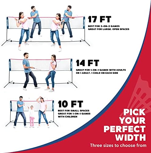 Boulder Portable Badminton Pickleball Net - Foldable/Extendable Poles for Multiple Sports Heights (UP to 5 ft) - Ideal for Tennis, Pickleball, Soccer Tennis - Easy Setup