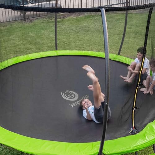 JUMPZYLLA Trampoline Outdoor 8FT 10FT 12FT 14FT 15FT 16FT with Enclosure and Ladder, ASTM Approved Recreational Trampoline for Kids and Adults, Anti-Rust Coated Frame