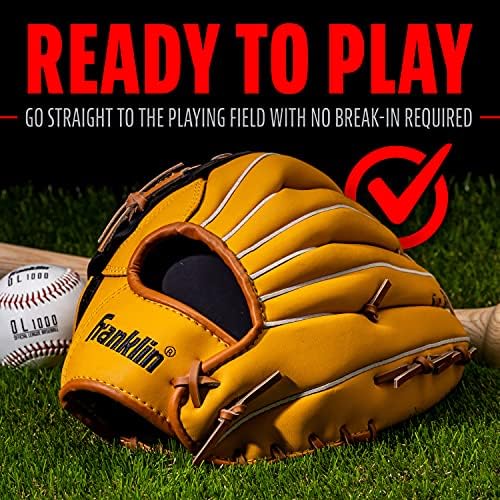 Franklin Sports Baseball + Softball Gloves - Field Master Adult + Youth Baseball + Softball Gloves - Right Hand + Left Hand Gloves - Infield + Outfield Mitts - Multiple Sizes + Colors