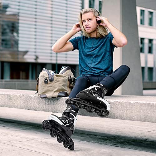 2PM SPORTS Vinal Girls Adjustable Flashing Inline Skates, All Wheels Light Up, Fun Illuminating Skates for Kids Men Adult Women and Boys