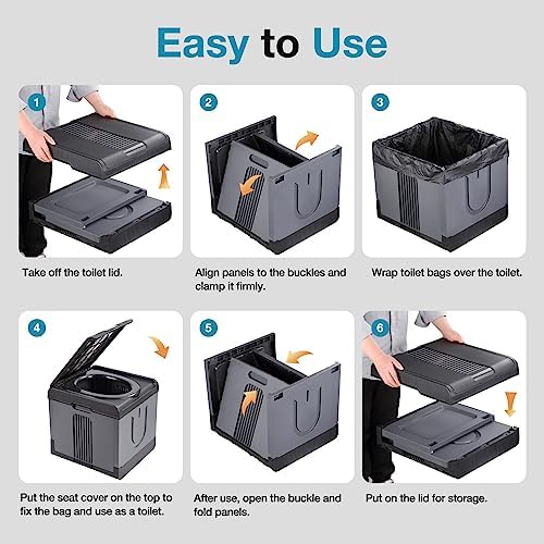 TRIPTIPS Updated Portable Potty for Camping Extra Large Folding Travel Toilet Camping Toilet Portable Toilet for Adults Car Toilet Camp Toilet Outdoor Toilet for Boat/Hiking/Long Trips/Beach