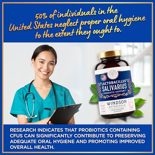 Lactobacillus Salivarius Probiotic Capsules - L Salivarius Probiotic Oral Dental Probiotics for Bad Breath, Teeth and Gums Health - Immune Support, Digestive Probiotic - 24bn CFU, 60 Caps