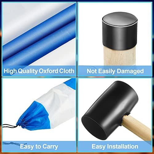 Blue White Beach Wind Screen Beach Wind Blocker Beach Barrier with Wooded Poles Mallet and Bag for Outdoor Summer Beach Vacation