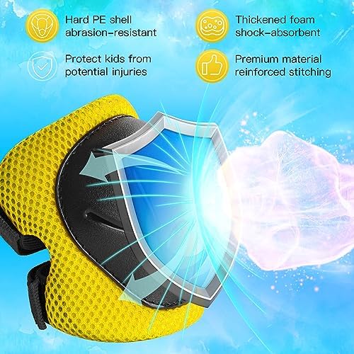 Kids Protective Gear Set Knee Pads for Kids 3-14 Years Toddler Knee and Elbow Pads with Wrist Guards 3 in 1 for Skating Cycling Bike Rollerblading Scooter