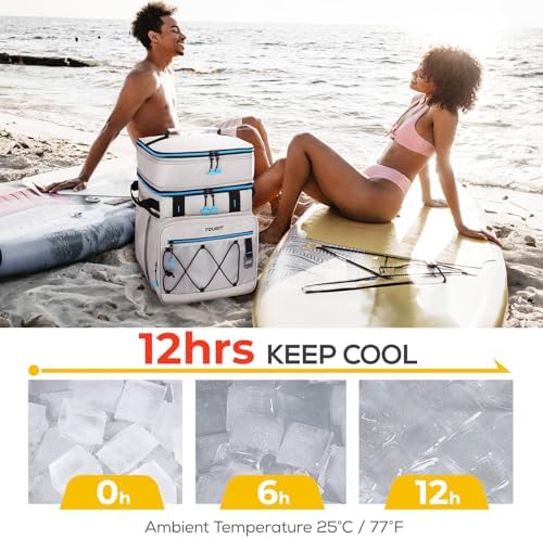 TOURIT 75 Can Rolling Cooler Detachable Double Deck Beach Cooler with Wheels Collapsible for Outdoor, Camping, Picnic, Travel