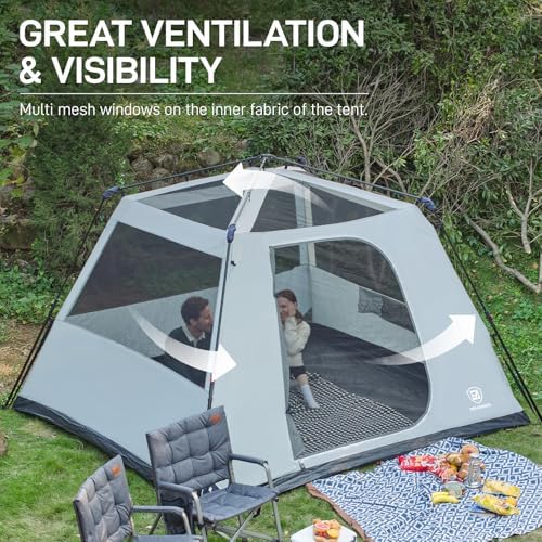 EVER ADVANCED 6 Person Blackout Camping Tent Instant Cabin Tents for Family with Rainfly, 60s Easy Setup, Water-Resistant Orange