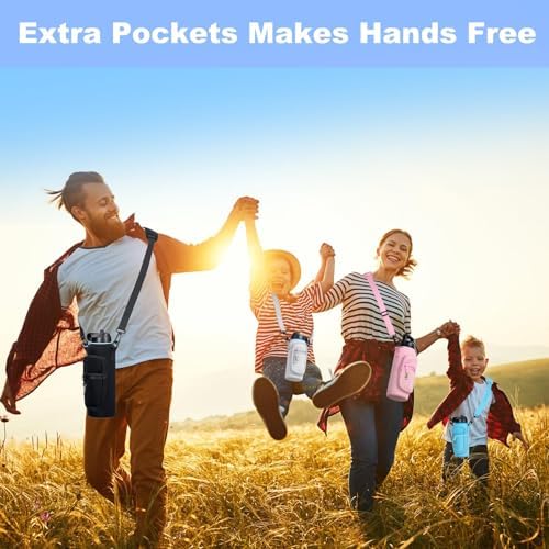 Water Bottle Holder with Strap for Hydroflask 32oz 40oz Insulated Water Bottle, Carrier Sling Bag with Phone Pocket Water Bottle Sleeve for Men Women Hiking Camping Travelling