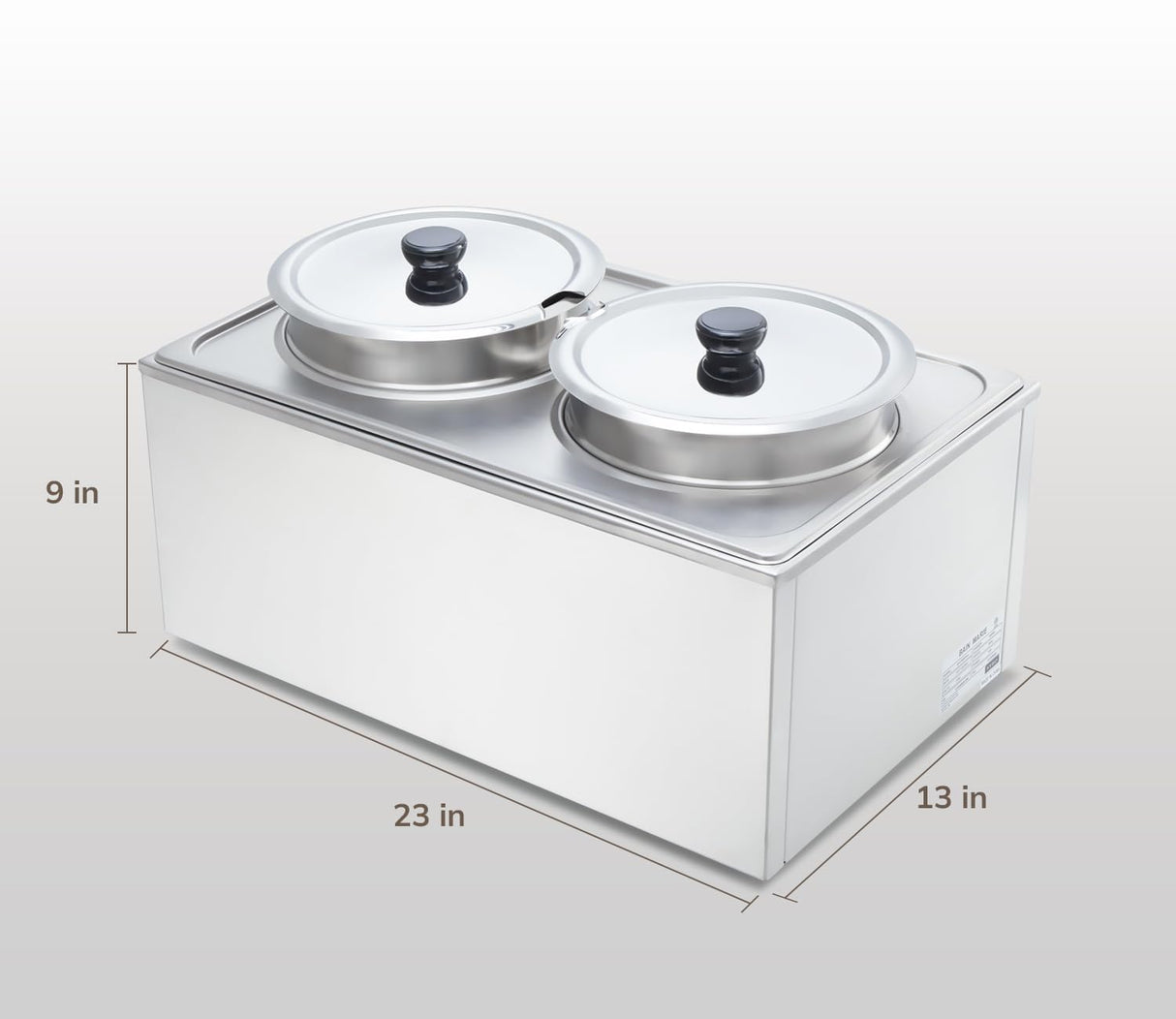 SYBO Food Warmer Steam Table Easy to Clean Commercial Grade Stainless Steel Bain Marie Buffet for Catering and Restaurants ETL, CE ROHS Certified for Commercial, Safety (2 Round Pots with Tap)