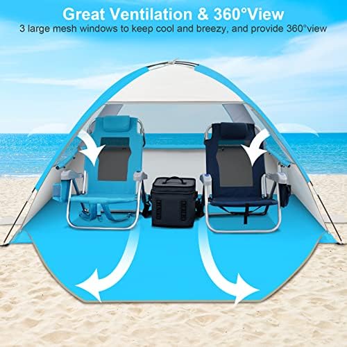 Gorich Beach Tent Sun Shelter for 3/4-5/6-7/8-10 Person with UPF 50+ UV Protection, Lightweight & Easy Setup Beach Shade Canopy, Portable Beach Shade Tent Beach Cabana