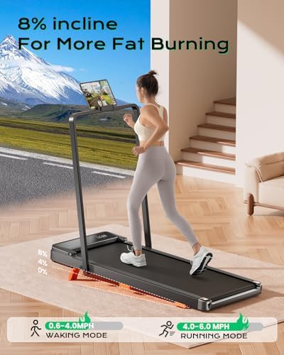 Walking Pad,Treadmill with Incline for Home Office, 2.5HP Portable Under Desk Treadmill with 265 Lbs Capacity,Remote Control, Led Display