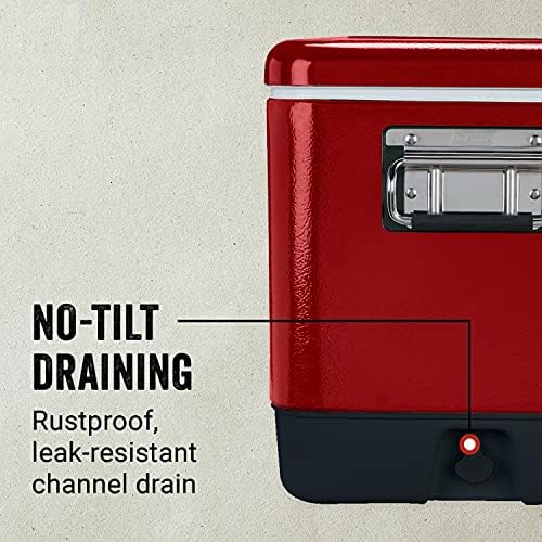 Coleman Vintage 54qt Steel Belted Cooler, Keeps Ice Up to 4 Days, 85-Can Capacity Hard Cooler with Drain & Have-A-Seat Lid