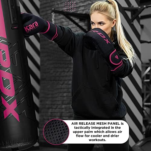 RDX Boxing Gloves, Pro Training Sparring, Maya Hide Leather, Muay Thai MMA Kickboxing, Men Women Adult, Heavy Punching Bag Focus Mitts Pads Workout, Ventilated Palm, Multi Layered, 8 10 12 14 16 18 Oz