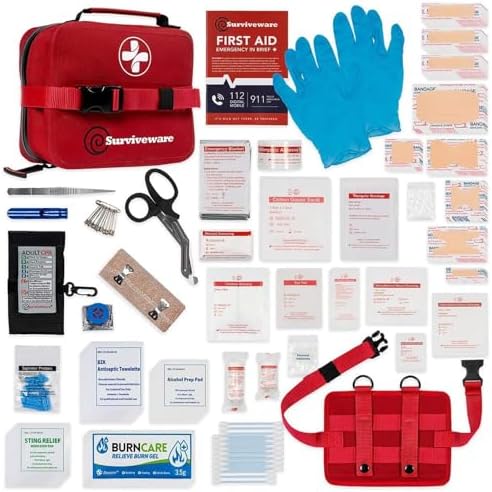 Surviveware Waterproof Premium Survival First Aid Kit - Survival Emergency Preparedness for Travel Camping Gear, Survival Kit and Outdoor Emergencies - HSA & FSA Eligible Survival Kit