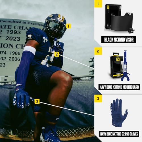 Nxtrnd Two Football Mouth Guard, Football Mouthpiece with Strap, Fits Adult & Youth (Navy Blue)