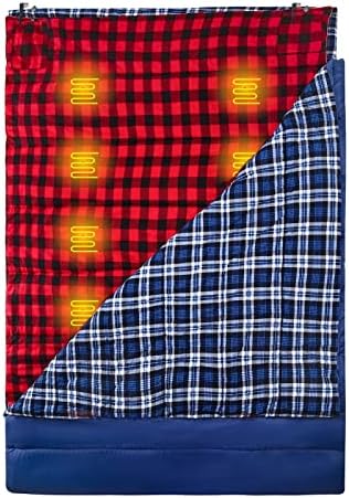 Heated Sleeping Bag pad, Heated Sleeping Bag Liner, 5 Heating Zones, Multi USB Power Supported, Operated by Battery Power Bank or Other USB Power Supply, Compact Bag Included.