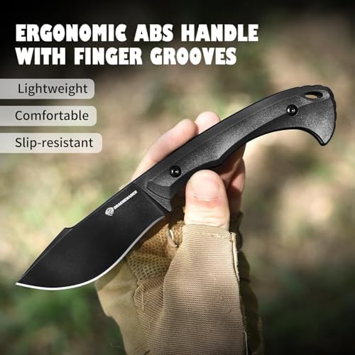 7.68" EDC Survival Knife with Fire Starter L-Y, Small EDC Full Tang Fixed Blade Knife with Sheath, Belt Clip, Full Black