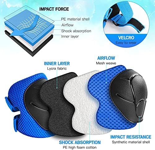 Kids Protective Gear Set Knee Pads for Kids 3-14 Years Toddler Knee and Elbow Pads with Wrist Guards 3 in 1 for Skating Cycling Bike Rollerblading Scooter