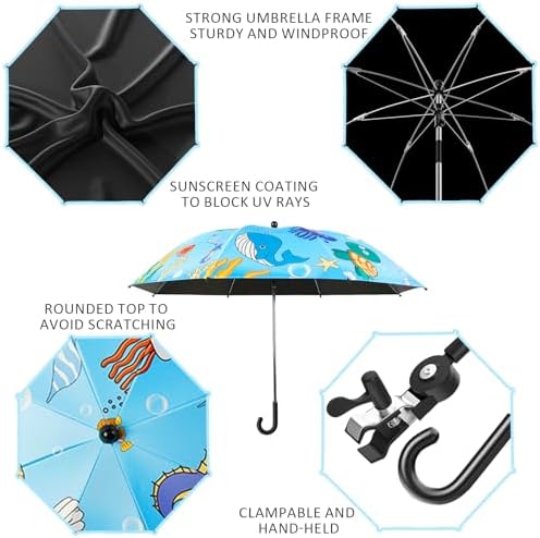 Kids Beach Folding Camping Chair - Kids Camping Chair with Outdoor Umbrella - Lightweight and Sturdy - for Beach Outdoor Camping Picnic (Blue)