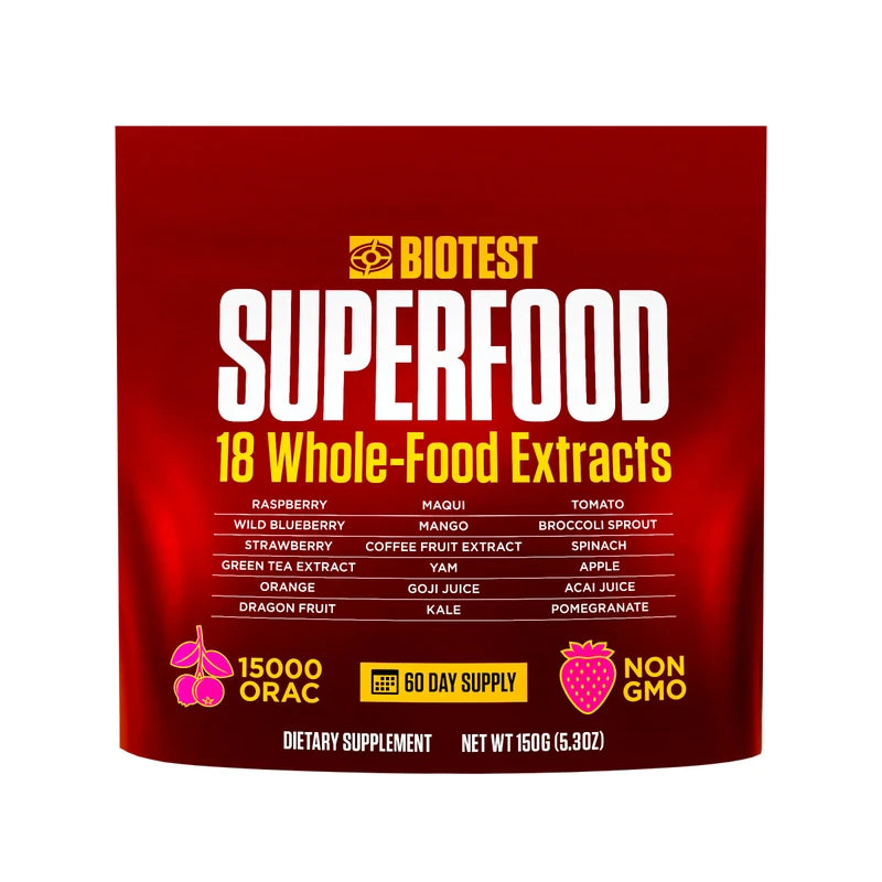 Biotest Biotest Superfood Powder Blend of 18 Whole Food Berries, Fruits, and Vegetables - Healthy Polyphenols, Antioxidants, Vitamins, Minerals - 60 Day Supply - 150 g