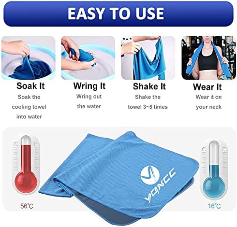 YQXCC 8 Pack Cooling Towel (47"x12") Ice Towel for Neck, Microfiber Cool Towel, Soft Breathable Chilly Towel for Yoga, Sports, Golf, Gym, Camping, Running, Fitness, Workout & More Activities