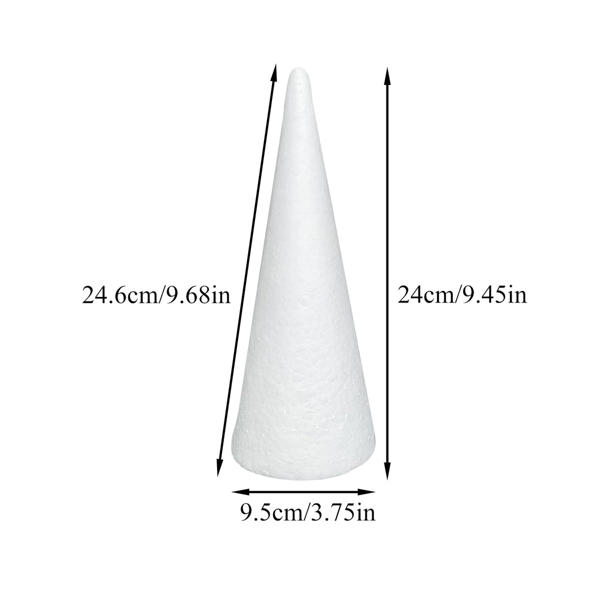 Crafjie Foam Cones for DIY Arts and Crafts (3.75 x 9.7 in, 16 Pack), White Polystyrene Foam Cones Christmas Tree Craft Supplies, for DIY Home Craft Project, Christmas Tree, Table Centerpiece