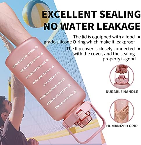 64oz,100oz,128oz Large Motivational Water Bottle with Time Marker, Leakproof & BPA Free Half Gallon Big Water Bottle with Straw Handle Tritan Frosted Water Jug for Gym,Fitness,Outdoor Sports