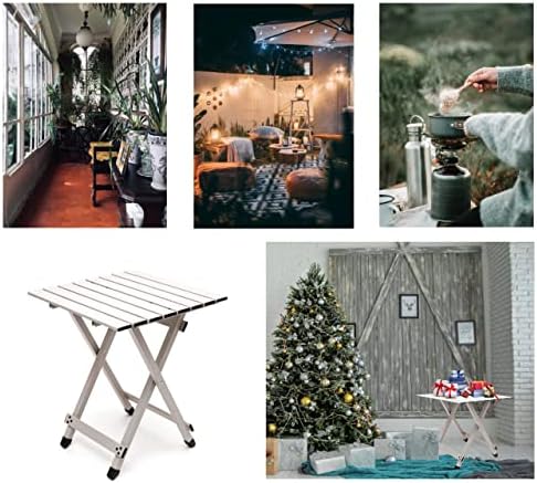 SUNNYFEEL Folding Camping Table - Lightweight Aluminum Portable Picnic Table, 18.5x18.5x24.5 Inch for Cooking, Beach, Hiking, Travel, Fishing, BBQ, Indoor Outdoor Small Foldable Camp Tables