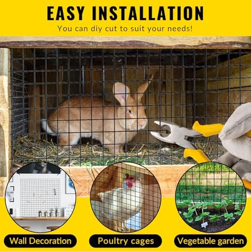 Hardware Cloth 1/2 inch 48 x 100 ft Heavy Duty Black Chicken Wire Fencing 19 Gauge Vinyl Coated Welded Wire Mesh Roll PVC Hardware Cloth Chicken Wire Fencing Garden Fence Tree Guard