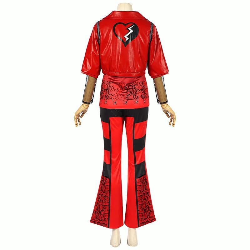 TAMOSKY Rise of Red Costume Girls Kids Halloween Christmas Cosplay Outfits with Red Cosplay Wig Includes Heart Shirt Jacket Pants Set Party Dress up for Kids 4-14Y