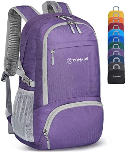 ZOMAKE Lightweight Packable Backpack 30L - Foldable Hiking Backpacks Water Resistant Compact Folding Daypack for Travel(Purple)