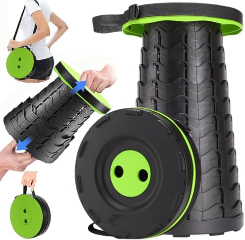 Fishboy Upgraded Collapsible Stool, 400lbs Max Weight, Lightweight But Sturdy, Portable Retractable Folding Telescoping Foldable Camping Stool for Adults Outdoor Fishing Hiking Gardening Travel BBQ
