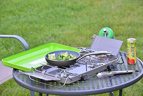 Flame King VT-101 2-Burner Portable Camping Stove Grill, Great for Outdoor Cooking, Backpacking, Compatible with 1LB Propane Gas Bottle