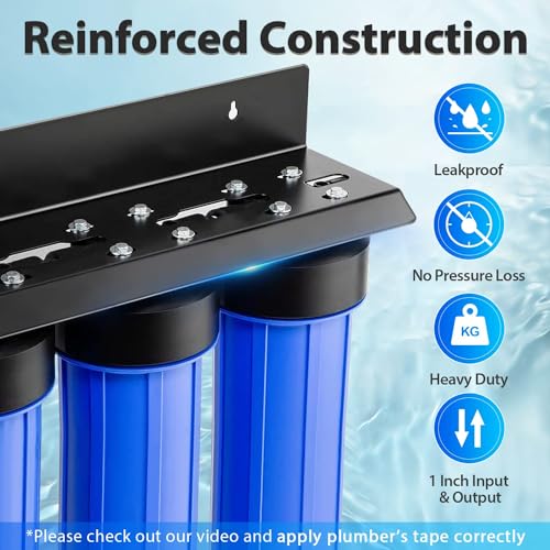 iSpring Whole House Water Filter System, Reduces Iron, Manganese, Chlorine, Sediment, Taste, and Odor, 3-Stage Iron Filter Whole House, Model: WGB32BM