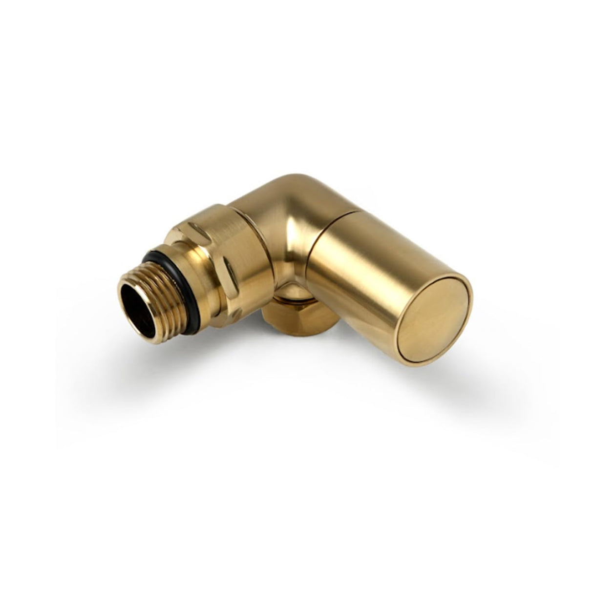 Go Bathrooms Gold Corner Radiator Valves Set of 2 Round Top Radiator Valves Central Heating Radiator Heated Towel Rail Valves Pair of 15mm 1/2 inchCorner Set Brushed Gold Finish