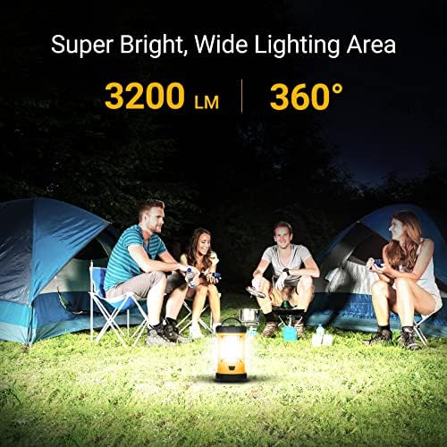 Camping Lantern, 3200LM Bright Camping Lights, 4600mAh Rechargeable LED Lantern, Lantern Flashlight for Power Outages/Fishing/Hurricane/Emergency, CT CAPETRONIX Camping Accessories (2-Pack)