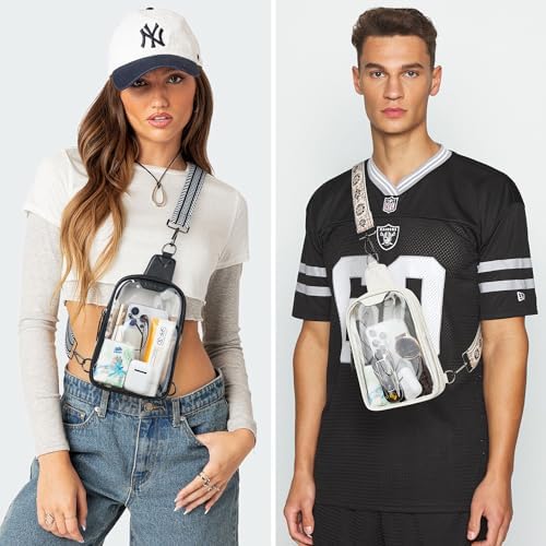 DOUBLE ZIP Clear bags Stadium Approved Crossbody Sling Bag Fanny Pack Purses for Women Men Belt bag for Stadium Events