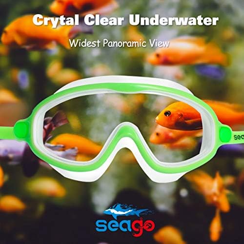 Seago Swim Goggles 2 Pack Anti-Fog Anti-UV Wide View Swimming Goggles for Kids 3-15