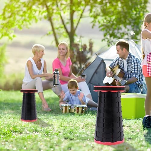Upgraded Foldable Stool Thickened, Portable Collapsible Stool Retractable Stool for Fishing, Hiking Tours, BBQ, Parties, Outdoor Activities(Pink)