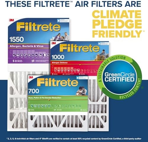 Filtrete 16x25x4(SlimFit), AC Furnace Air Filter, MPR 1550 DP, Healthy Living Ultra Allergen Deep Pleat, 2-Pack, Fits Lennox & Honeywell Devices (exact dimensions 15.5 x 24.5 x 3.75)