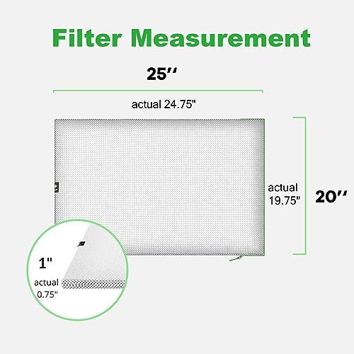 20x25x1 Air filter, Washable and Reusable Air Filter 20x25x1 for AC HVAC Furnace, MREV 8 Air Filters Machine Washable & Dryer Friendly, AC Furnace Air Filter