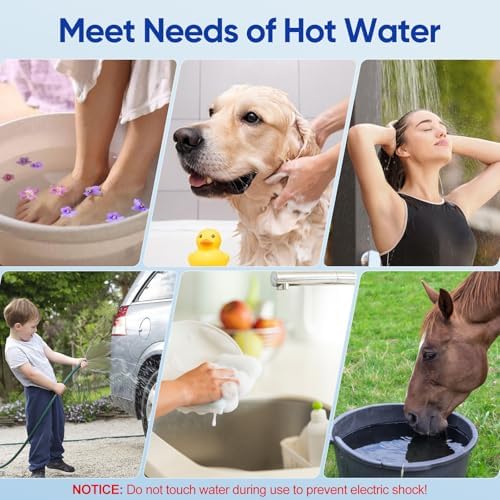 6000mAh Portable Shower for Camping with 2000W Immersion Water Heater – Rechargeable Camp Shower Pump, 4-Mode Filtered Head, LED Display, Outdoor Camping Shower Kit for Travel, Pets & Car Washing