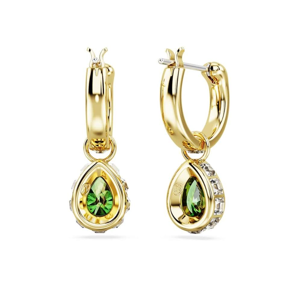Swarovski Chroma Drop Earrings, Green Pear-Cut Stones in a Gold-Tone Finished Setting, Part of the Swarovski Chroma Collection