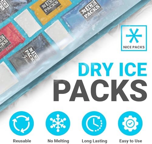 Nice Packs Reusable Dry Ice Packs for Coolers, Lunch Boxes, Frozen Food Shipping - Flexible and Long Lasting (10 Large Sheets)