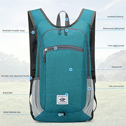 DOJUNS Hiking Backpack 15L Small Travel Backpack Lightweight Foldable Daypack Packable Camping Backpacks for Women Men (Blue)