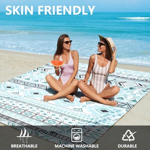 Beach Blanket Waterproof Sandproof Extra Large Beach Mat 79" X 83"/120"x108"for 1-8 Adults Quick Drying Durable Outdoor Picnic Mat for Beach Travel Camping Hiking