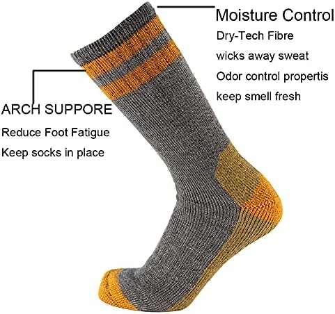 Cerebro Merino Wool Socks for Men, Cushioned Mid-calf Socks Moisture Wicking Men's Hiking Socks for Home, Trekking, Outdoors