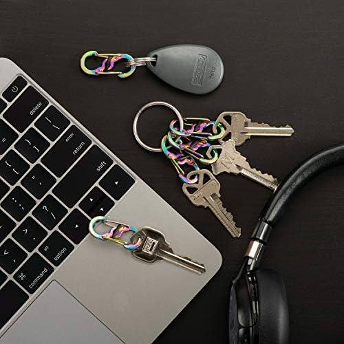 Nite Ize S-Biner MicroLock Stainless Steel - Durable Key Holder Carabiner Clip - S-Biner with Locking Gates - Durable & Strong Mini Carabiners for Keychain Accessories - Spectrum (5 Pack)